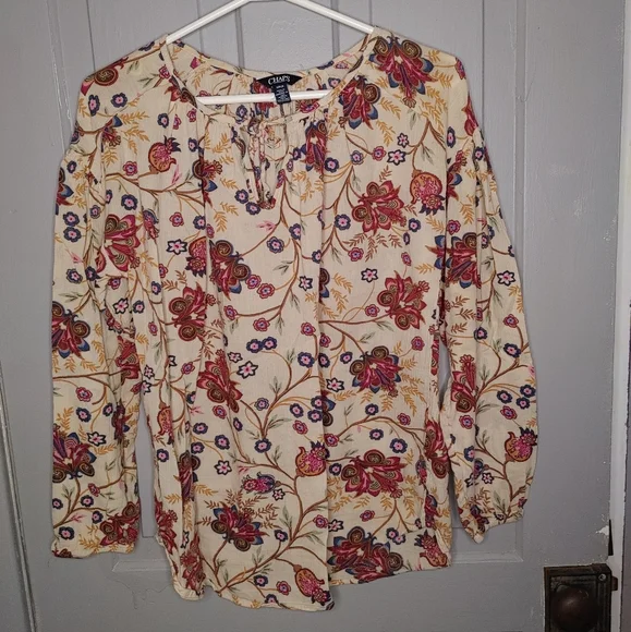 2/$30 Chaps Floral Blouse - Picture 1 of 6